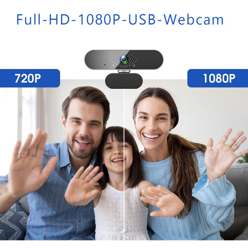 Webcam 1080P, Webcam de compatibilidade universal com microfone com redução de ruído, Webcam USB HD plug and play para videoconferências.