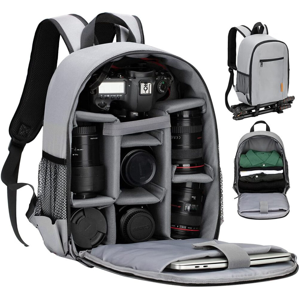 Photography Backpack For Camera Gear, Large Capacity Camera Bag With Rain Cover Waterproof Design, Removable Inner Compartments For Dslr Slr 9128293688086