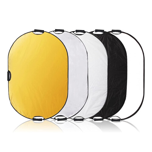 Versatile Oval Reflector, 5-in-1 Multi Surface Disc for Optimal Lighting Control, Durable and Long-lasting Performance, Portable Zipper Case for 1