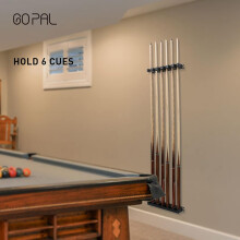 Billiard Wooden Cue Rack, Easy Installation Durable & Sturdy Wall Mount Hardwood Pool Cue (6 Stick Holder, Solid Black)