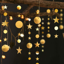 Flexible Copper Wire, Gold Star Garland for Party Decorations, Battery Operated Twinkle LED Lights Waterproof Material for Outdoor Festivities, Nylon