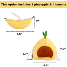 Adorable cachette en forme d'ananas pour animaux de compagnie, tissu douillet, doublure douce, accessoire pour petits animaux comme un planeur de