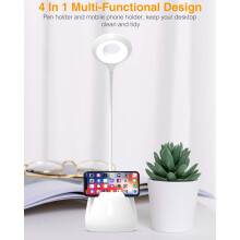 Lampe de bureau réglable, lampe à pince flexible à col de cygne pour la maison et le bureau, 3 modes avec 10 niveaux de luminosité, lampe de