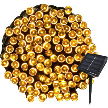 Kerstdecoratie, op zonne-energie werkende, waterdichte lichtslinger met 200 ledjes en 8 standen voor buiten, geen elektriciteitskosten voor tuin,