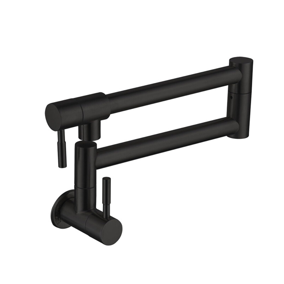 Folding Kitchen Faucet Wallmounted, Swivel Spout, Spacesaving Design, Black Finish 9412369286994
