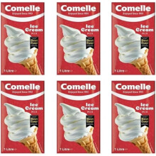Comelle Ice Cream Mix Vanilla Soft Serve | Instant Ready to Freeze | UHT | Long Life Dairy Skimmed Milk (6 Pack, 6000, millilitre)