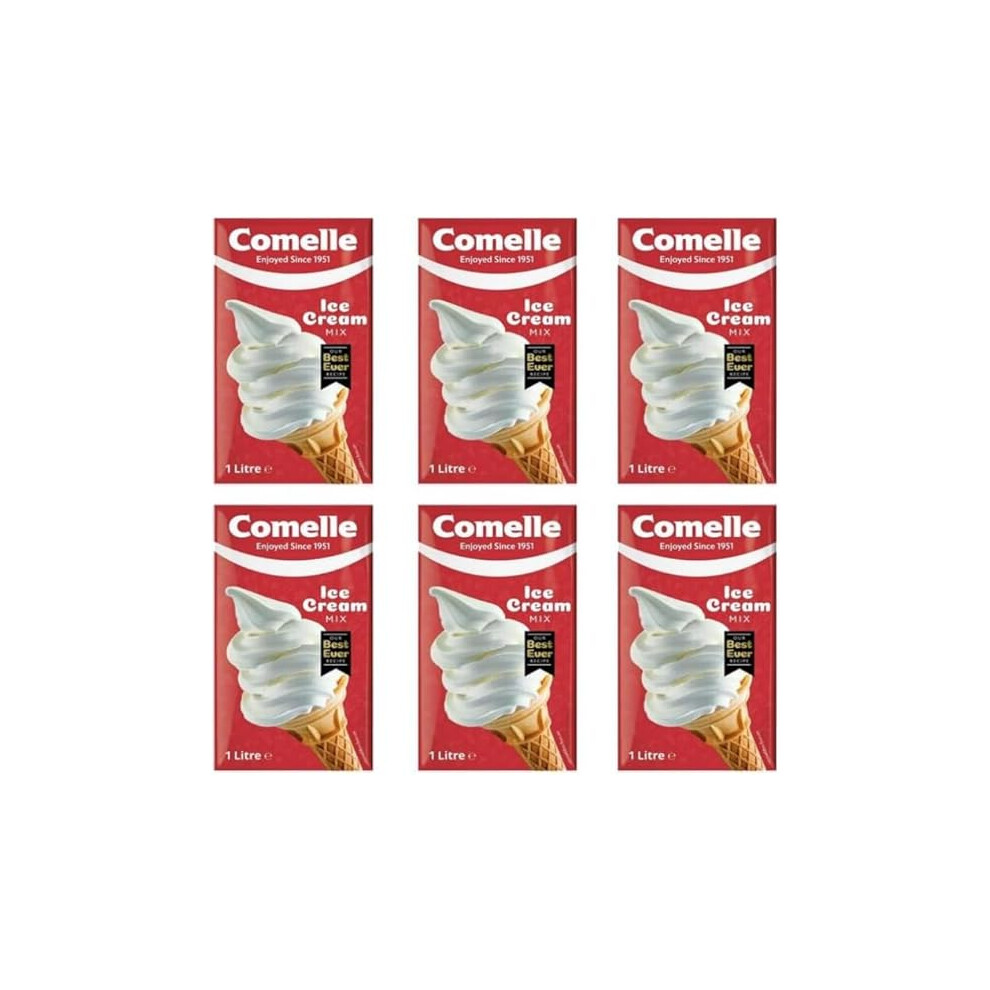 Comelle Ice Mix Vanilla Soft Serve | Instant Ready To Freeze | Uht | Long Life Dairy Skimmed Milk (6 Pack, 6000, Millilitre) Cream