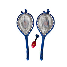 Funslinger kit. Includes 2 launching racket catch nets and 1 Whissile, whistling rubber projectile.