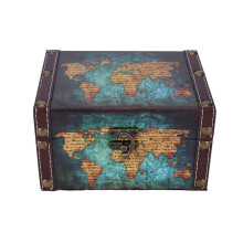 Vintage Wooden Storage Box, Wooden Storage Box, European Style Wooden Storage Box with Lid, Wooden Storage Box, Decorative Box for Home or Office (A)