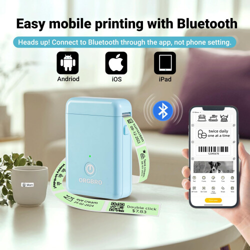 ORGBRO X1 Label Maker Machine with Tape Thermal Portable Bluetooth 2