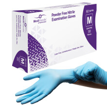 MediHands Nitrile Gloves Medium, Blue Heavy Duty Disposable Glove and