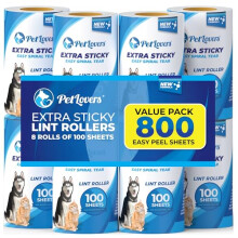 PetLovers Extra Sticky Lint Roller 8 Pack of Refills Only - No Handle
