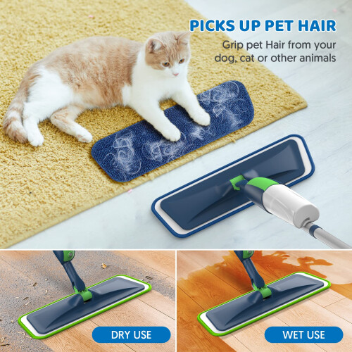 Spray Mops Microfiber Floor for Cleaning -MEXERRIS Wet Dust Mop with 1