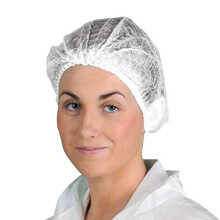 500x Omnitex Premium White Mob Caps - Non Woven Hygiene Hair Nets Covers, Disposable Clip Caps with Double Elastic (5x Pack of 100)