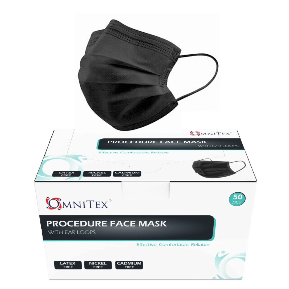 Omnitex Black British Brand 3Ply Premium Type Iir Disposable Surgical
