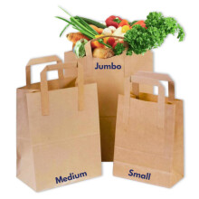 Clearly 50 Brown Kraft Paper Bags with Handles | 10x8.5x4 Medium | 70