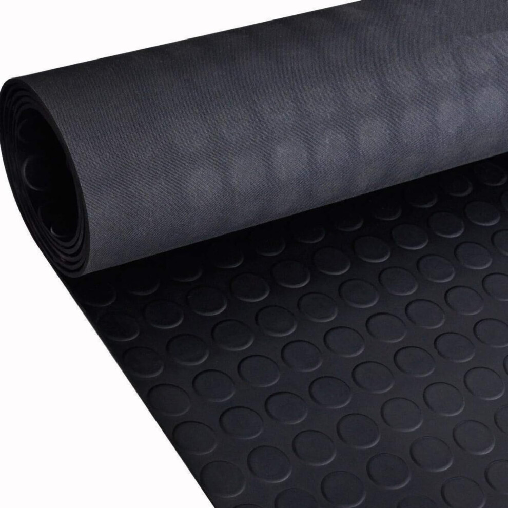 Coin Rubber Floor Matting Roll | Commercial Grade Non-Slip | Garage, Workshop & Van Matting | 3Mm Thick | 1M Wide | Cut To Size Up To 15M | Black (1M 00000038441967