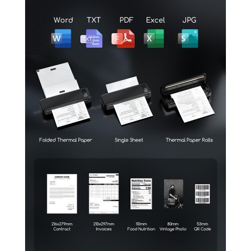 Portable Thermal Printer A4 Inkless Wireless Bluetooth 300 Dpi | quali 2