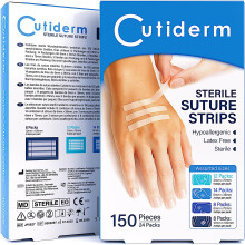 Cutiderm Sterile Skin Wound Closure Suture Strips, 4 Sizes - 150 | qua