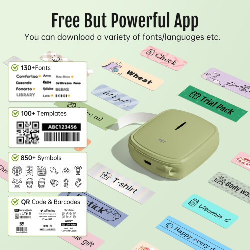 PRT Label Makers Machine with Tape Built-in Cutter Portable Bluetooth 2