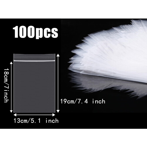 Sealable Grip Seal Plastic Bags - 100 Pcs, 19 * 13cm Medium Ziplock 1