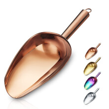 Berglander Stainless Steel Rose Gold Ice Scoop 6 OZ, Titanium Copper Plating Metal Ice Scooper Multipurpose for Candy Wedding Kitchen Bar Party Pet A