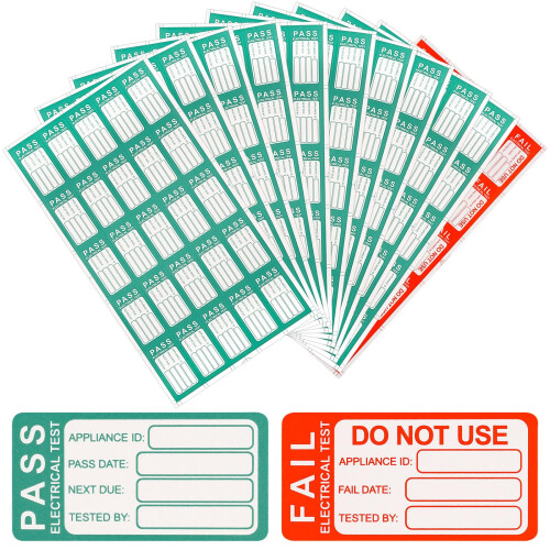 Pat Testing Stickers, 250 PCS Pass & 25 PCS Fail Pat Testing Labels,