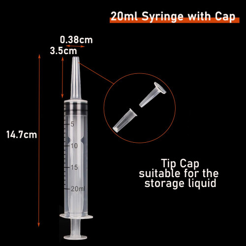 3 Pack 20ml Plastic Syringe with caps for Liquid | refined details 2