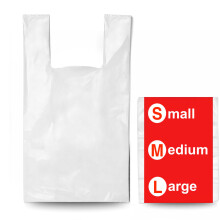 100 White Plastic Carrier Bags – Vest-Style Plastic Bags with Handles for Groceries, Boutique Markets & Takeaways 16 x 25 29 Inch (Extra Large)
