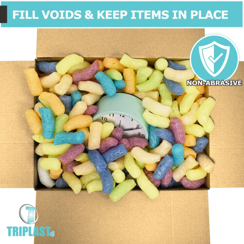 Triplast MultiColour ECO Packing Peanuts (1.5 Cubic Ft) - Corn Starch 1