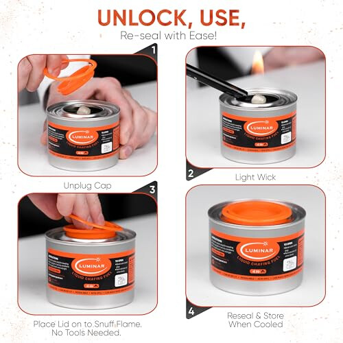 Luminar Resealable-Wick Chafing Fuel Cans, 48 Pack, 4 Hour - Premium 2