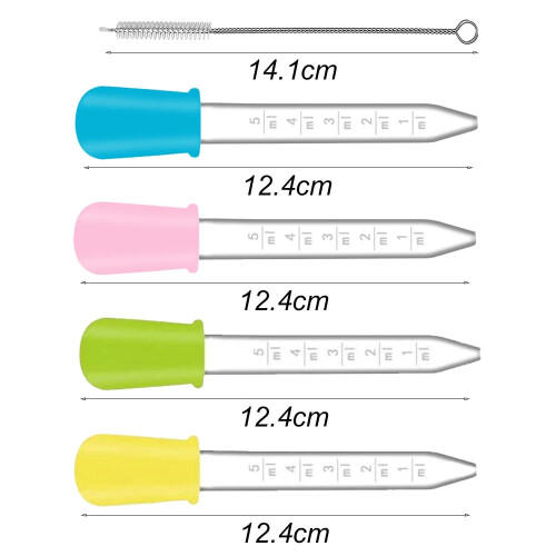 Liquid Droppers, 4 Pcs 5ml Silicone Liquid Droppers, Silicone and 1