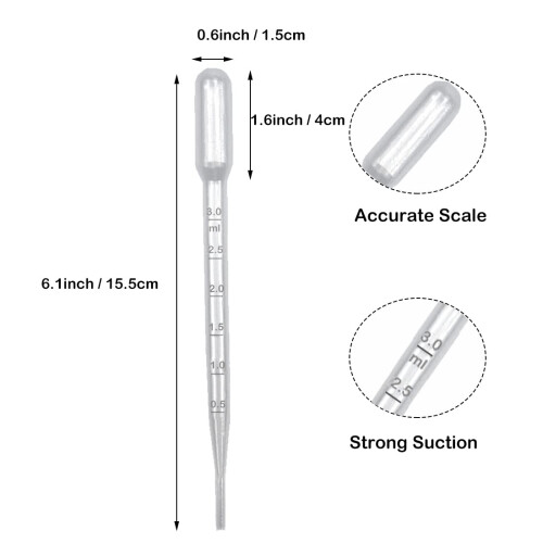 20 Pcs Transfer Pipettes 3ml Disposable Dropper for Transferring | qua 2
