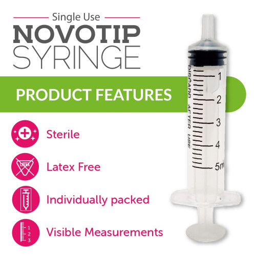 Novotip 5ml Syringe - Box of 100 | durable, practical design | quality 2