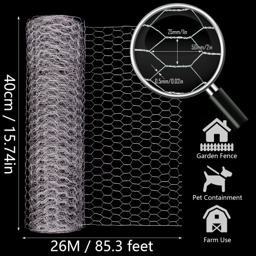 Chicken Wire,26M Chicken Wire Mesh Roll,Chicken Wire Mesh for Pet 1