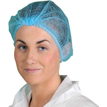 200x Omnitex Premium Blue Mob Caps - Non Woven Hygiene Hair Nets Covers, Disposable Clip Caps with Double Elastic (2x Pack of 100)