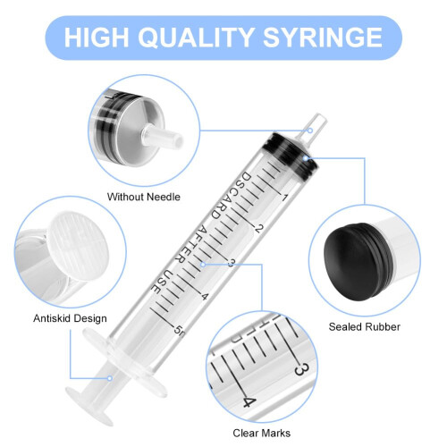OFFCUP Plastic Syringes, 10pcs Syringe with Blunt Needle, 5ml Syringe 2
