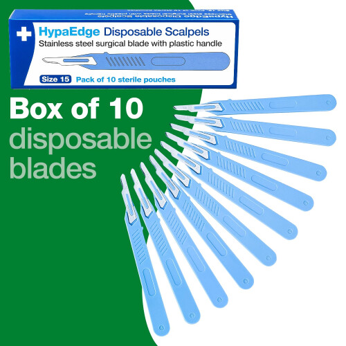 Safety First Aid Group HypaEdge Sterile Disposable Scalpels Size 15, 1