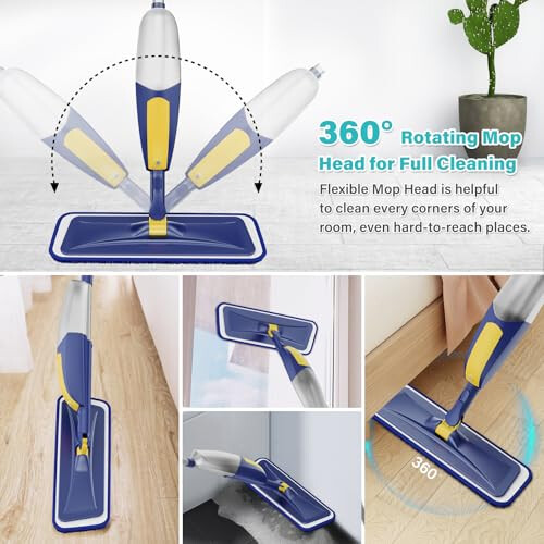 Spray Mops for Cleaning Floors, TRAV-ROUND Microfiber Flat Floor Mop 1
