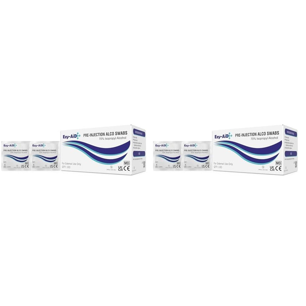 Ezy-Aid 100 Pre Injection Alcohol Skin Cleansing Wipes Swabs, 70%