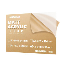 Langaelex A4 Matt Cast Acrylic Sheet 210 x 297 mm, 3 mm Thick Frosted