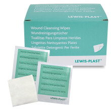 Lewis-Plast Premium Saline Sterile First Aid Alcohol Free Wipes - Box of 100 Antiseptic Antibacterial Medical Grade Cleaning Wipe for Wound, Cleansin