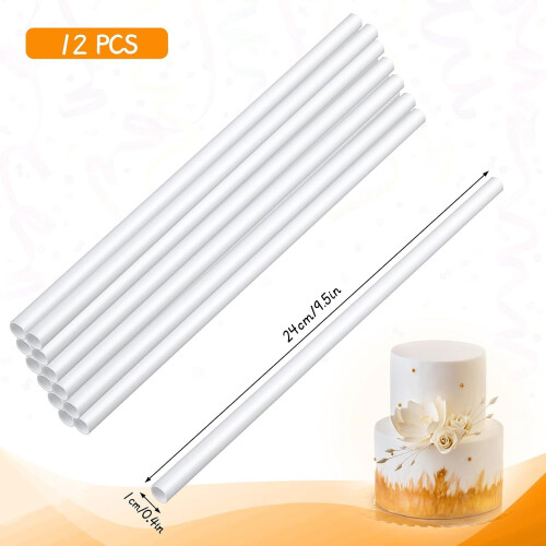 12 Pcs Cake Dowel Rods, 9.5in Plastic Reusable Cake Support Rod, Cake 1