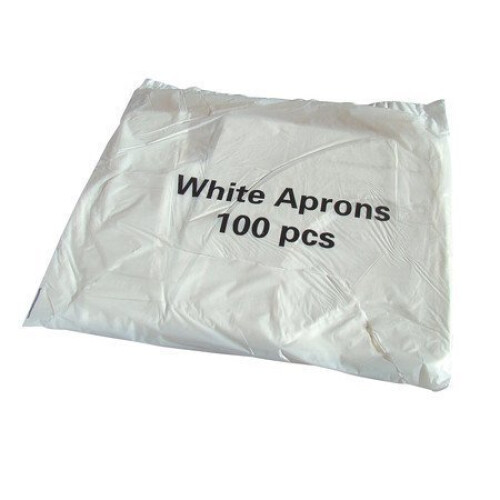 Disposable White Flat Pack of 100 Aprons | durable, practical design