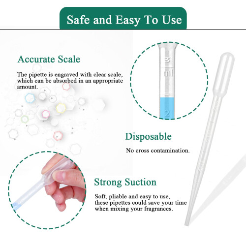 50 PCS 3 ml Pipettes Plastic Transfer Pipettes Eye Dropper, Essential 2