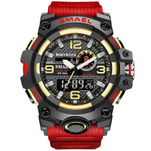 Digital Sports Watch For Teens And Men With Analog And Digital Display, Plastic Wristwatch Red