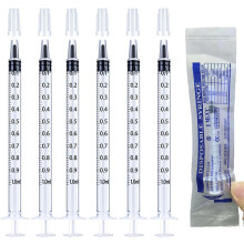 10Pcs 1ml Colostrum Syringe No Needle Plastic Syringe with Caps for Liquid Measuring,Scientific Labs,Feeding Pets,Oil or Glue Applicator,Sterile, Ind