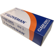 Box of 100 Gloveman Clear Powder Free Vinyl Gloves - Large | durable