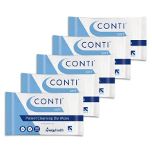 Synergy Health 5 Packs of 100 Conti Soft Large Dry Patient Cleansing Wipes