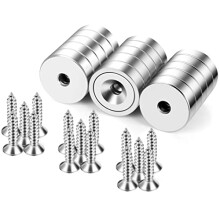Neosmuk Magnets with Hole, 15kg Strong Round Cup Magnets for Wall,